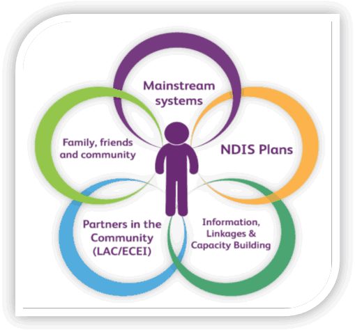 Interrelationships between a person with disability, NDIS and other services
