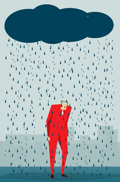 mentalhealth-art240 Stylised artwork of person under a rain cloud