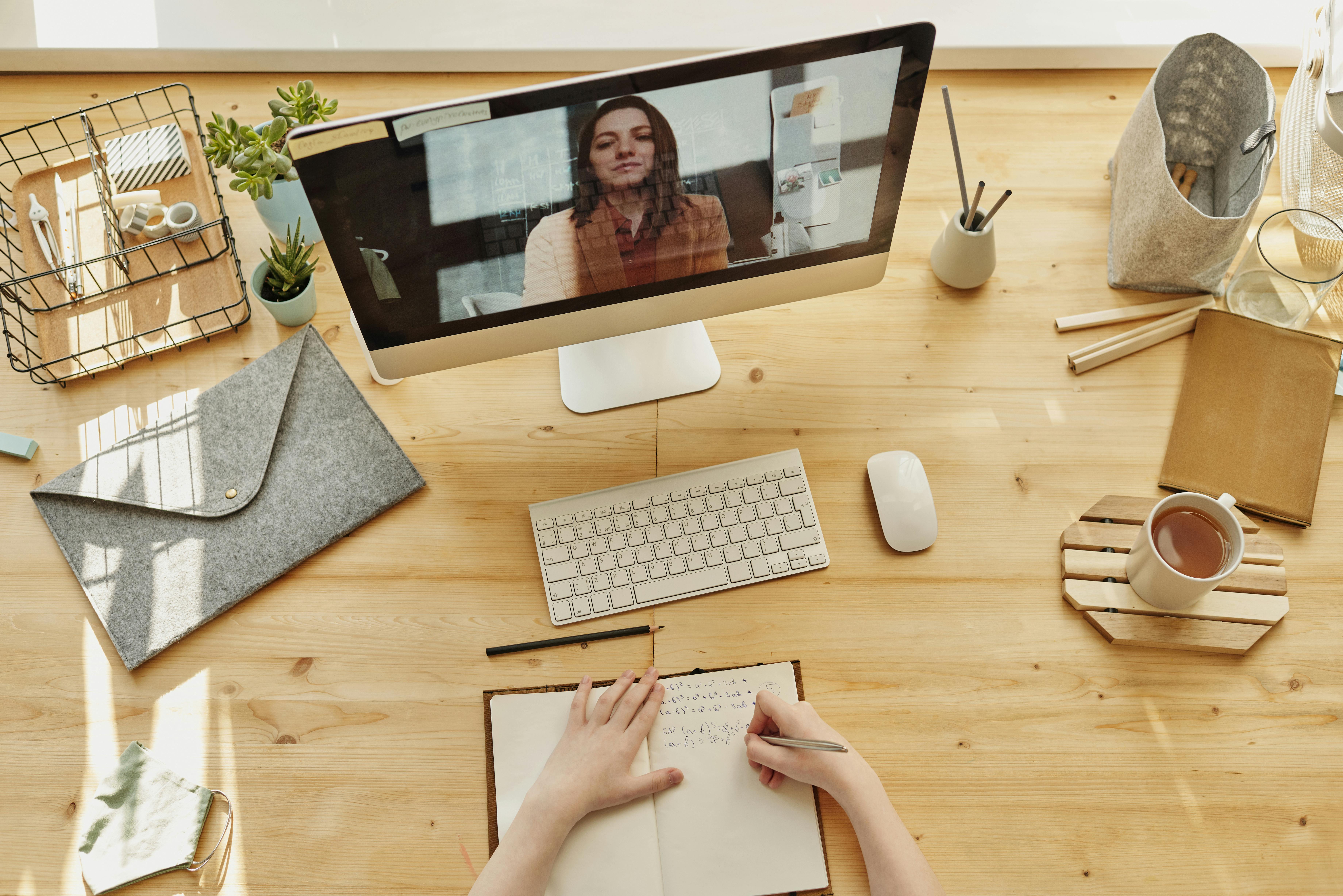photo of a woman learning online