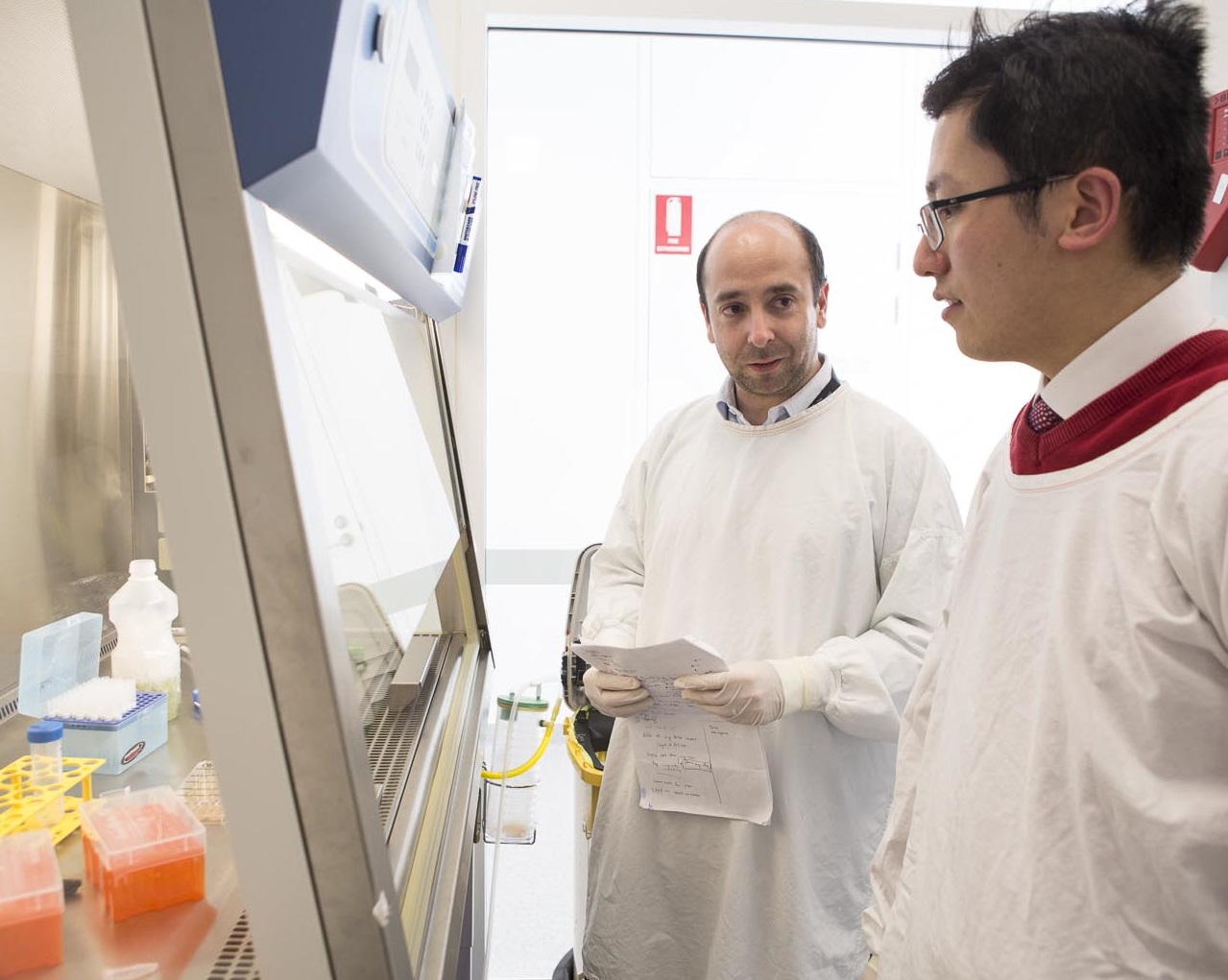 Clinicians talking in a research lab