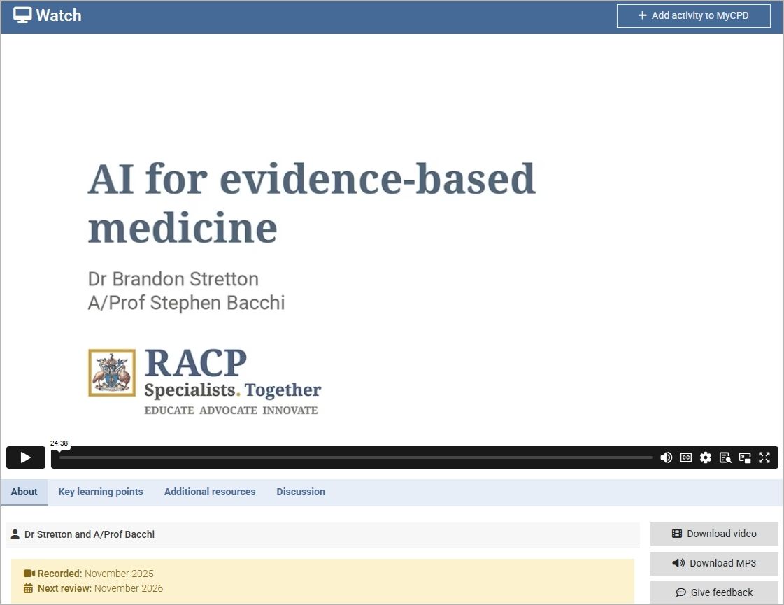 College Learning Series CLS Lecture: AI for evidence-based medicine