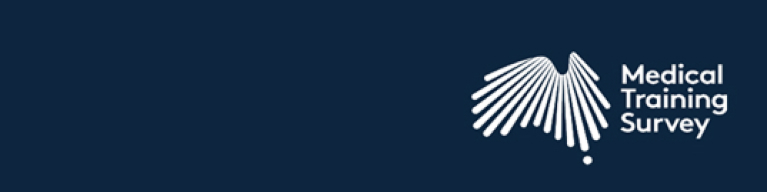 Medical Training Survey logo on a dark blue background.