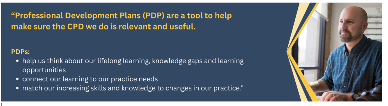 Banner used by the Medical Board of Australia explaining how Professional Development Plans help ensure CPD is useful.