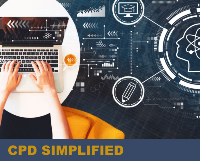 online learning square image with text saying CPD simplified on dark blue background