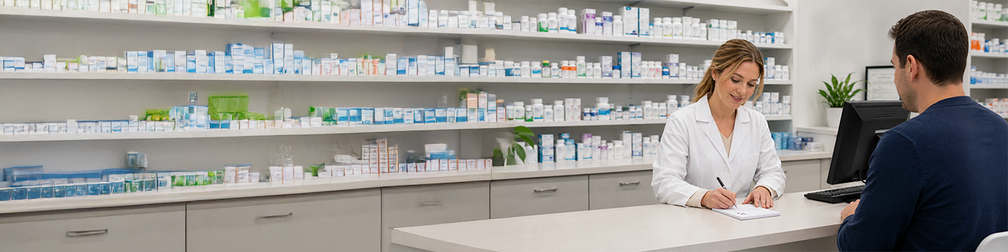 Pharmacist writing a script