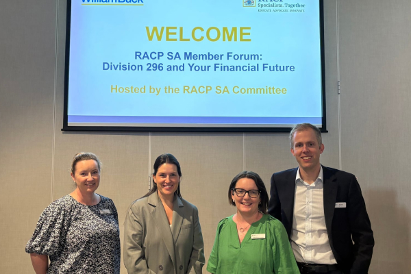 Photograph of the 2026 RACP SA Member Forum Division 296 and your financial future.