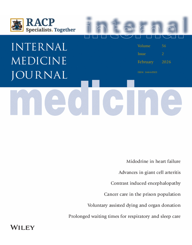 Internal Medicine Journal cover page for February 2026.