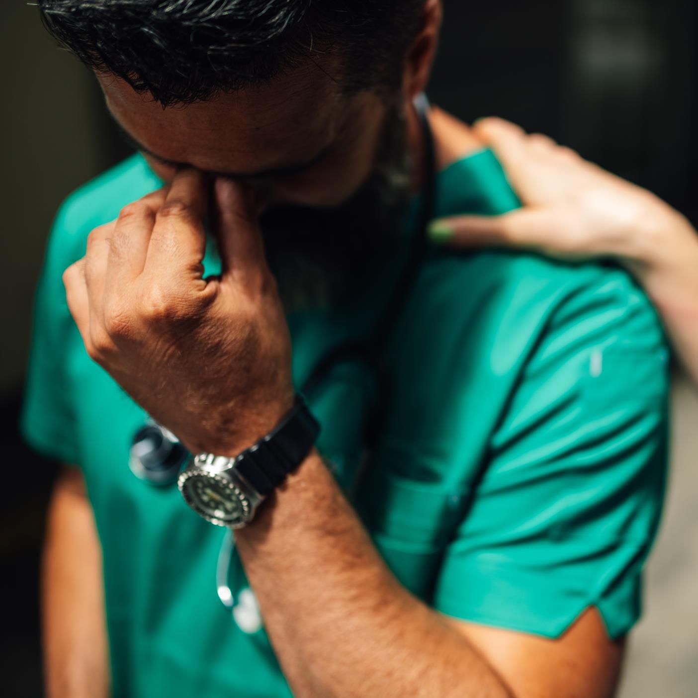 Stressed doctor - wellbeing - GettyImages-2173000043